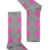 Gray socks with Pink Leaf