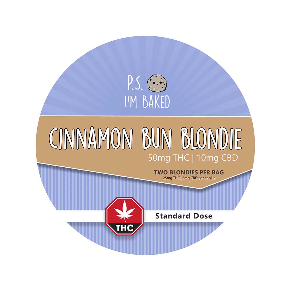 P.S I'm Baked | Two Cinnamon Bun Blondies | 50mg THC | 10mg CBD