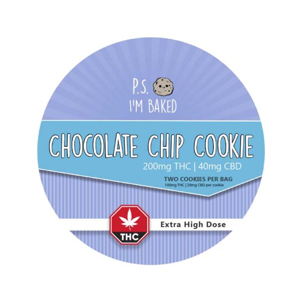 P.S I'm Baked | Two Chocolate Chip Cookies | 200mg THC | 40mg CBD