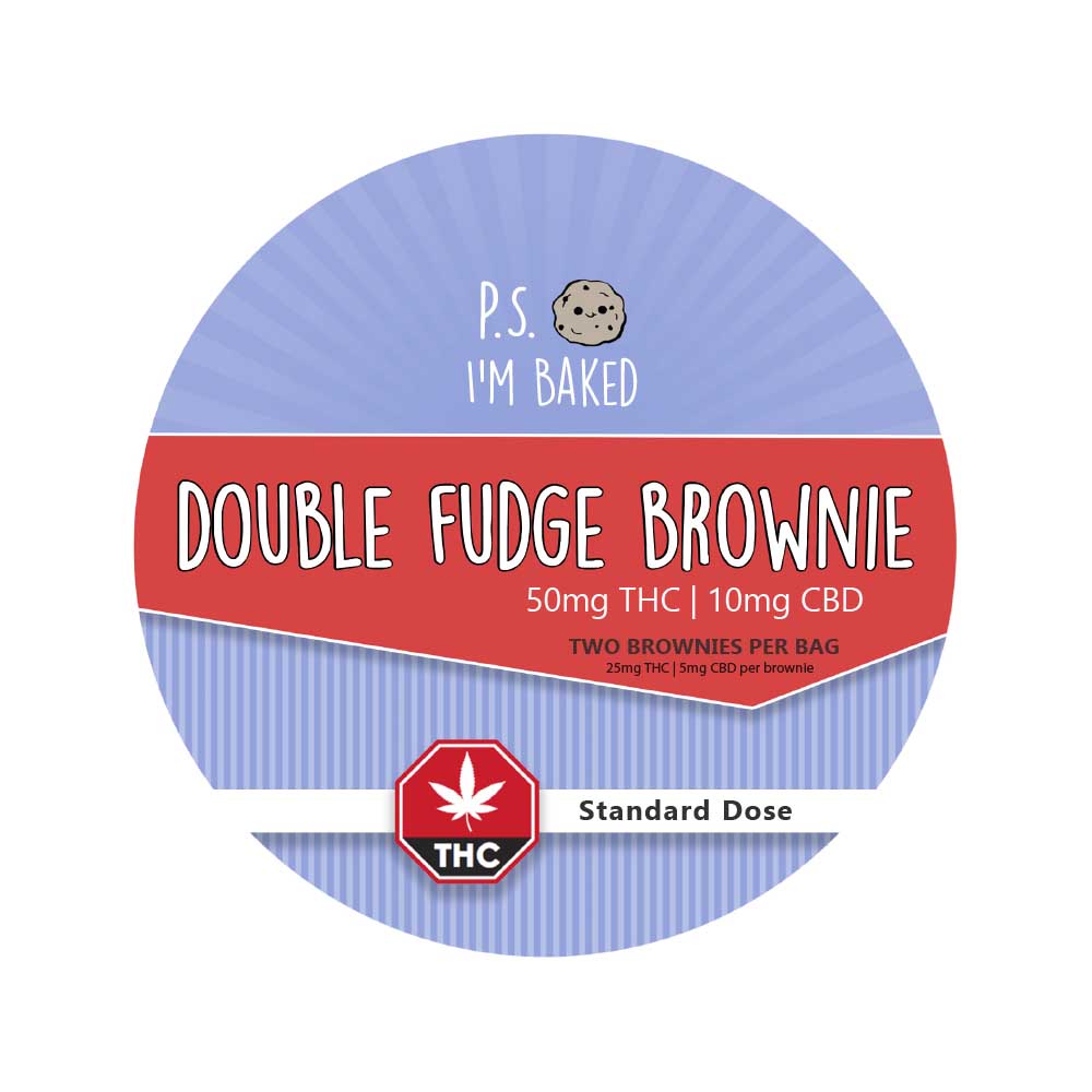 P.S I'm Baked | Two Double Fudge Brownies | 50mg THC | 10mg CBD