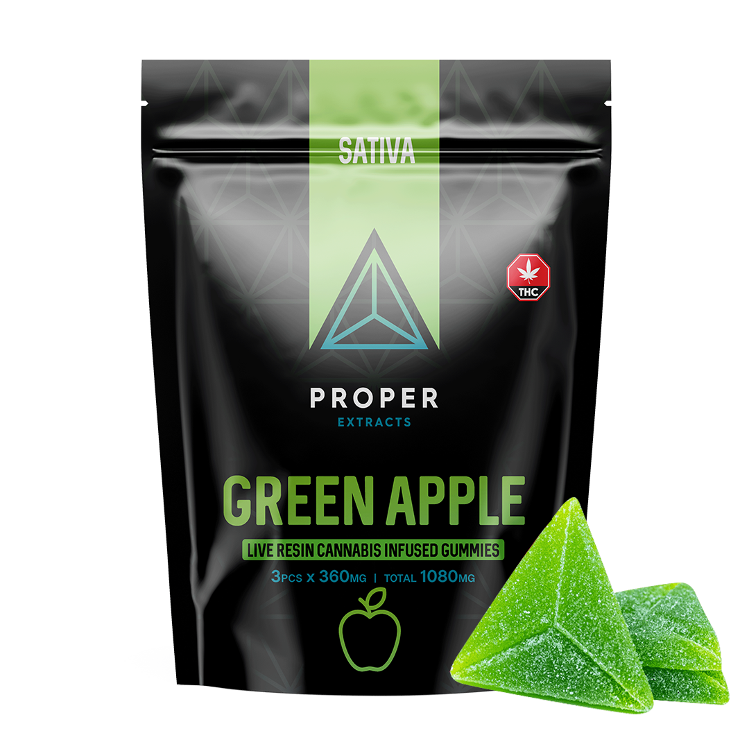 Proper Extracts Green Apple Live Resin THC Gummies 1080mg