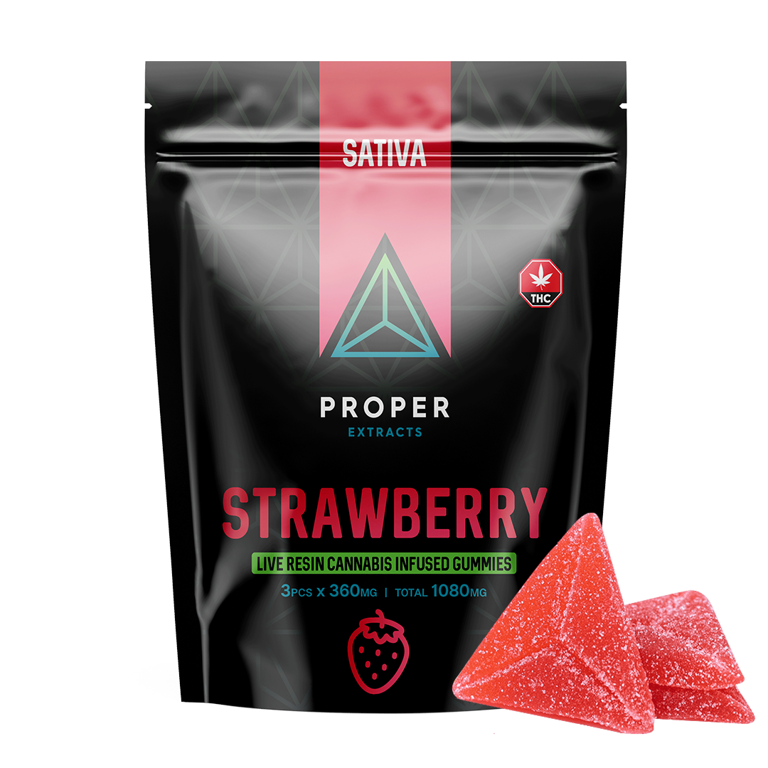 Proper Extracts Strawberry Live Resin THC Gummies 1080mg