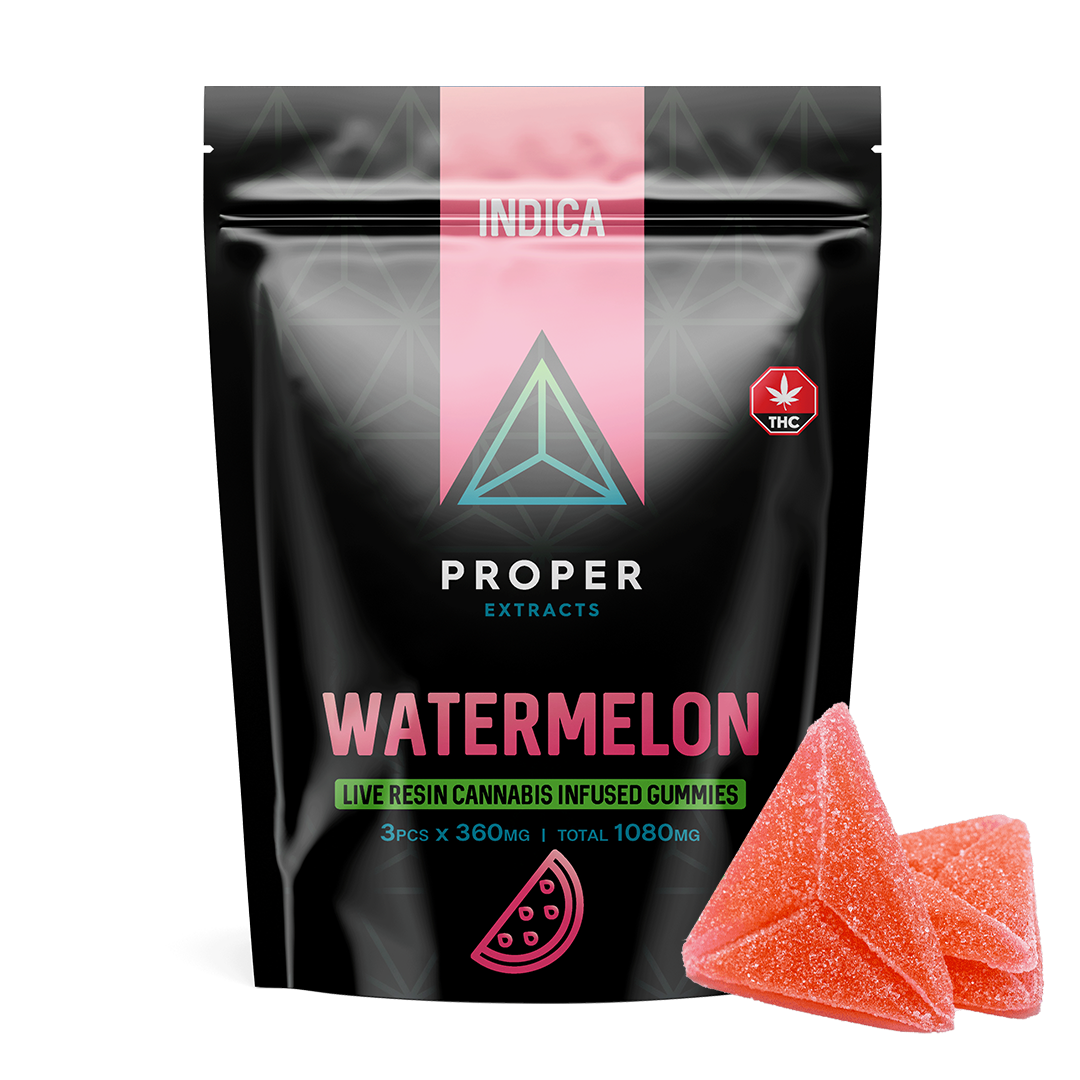 Proper Extracts Indica Watermelon Live Resin THC Gummies 1080MG